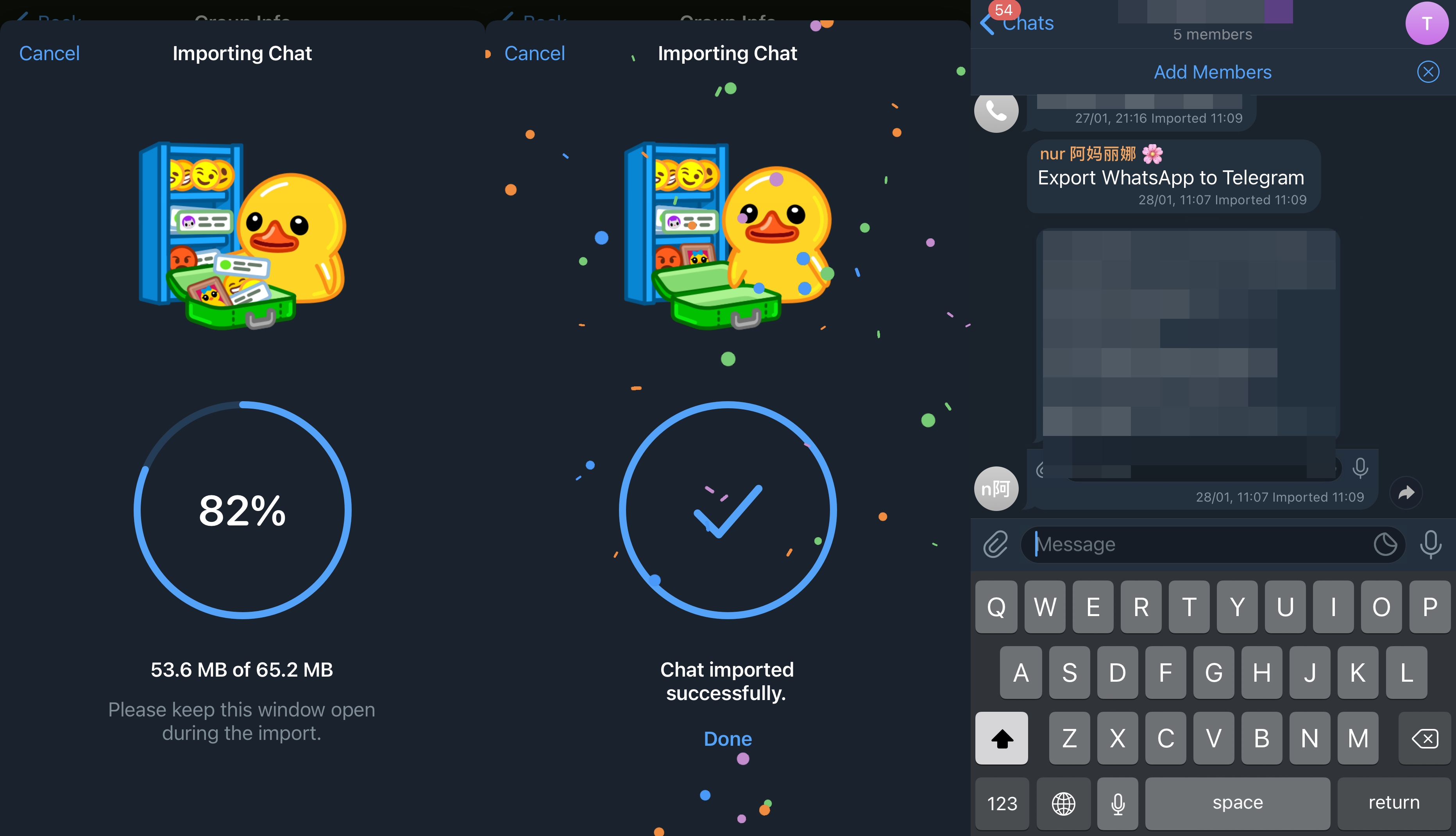 import chat WhatsApp ke Telegram