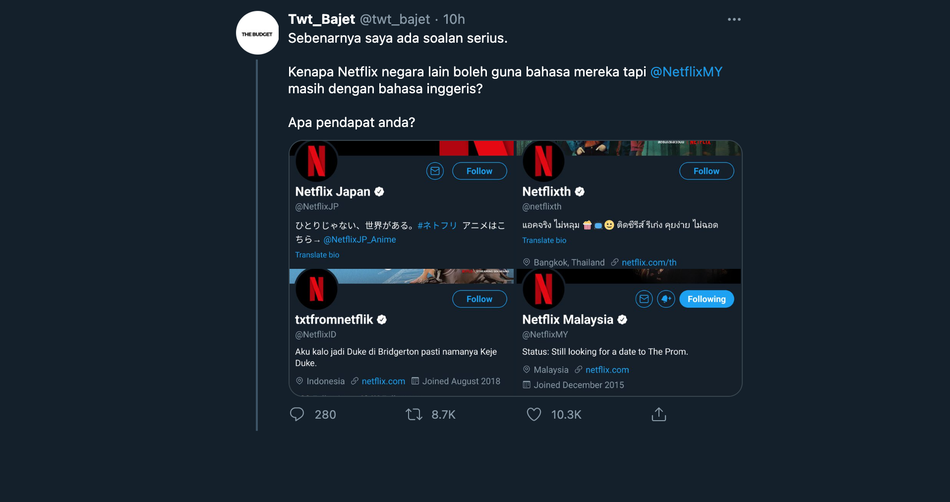 Ramai Persoal Mengapa Netflix Malaysia Di Twitter Tidak Gunakan 