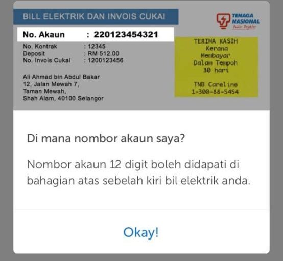 Semak bil tnb 12-digit